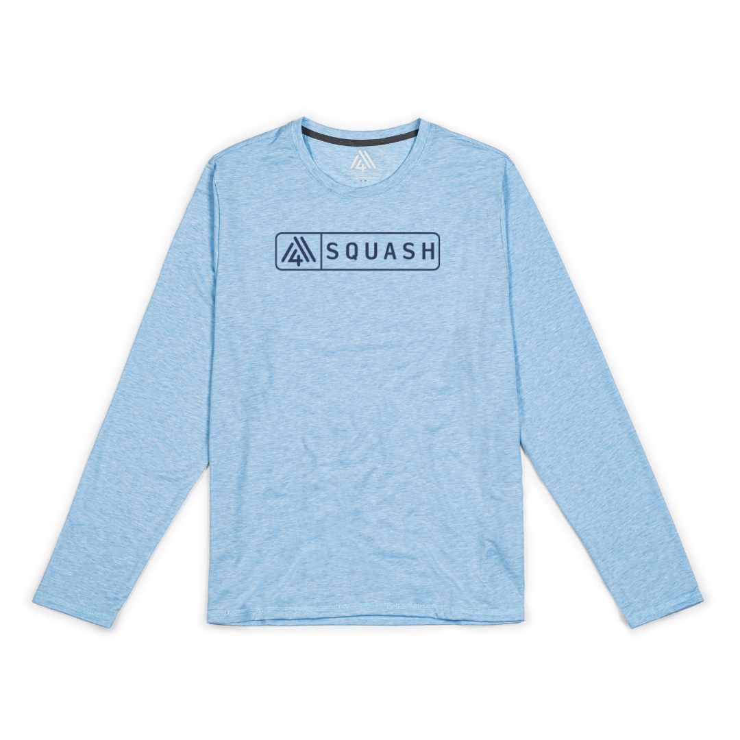 Men's Hybrid Long Sleeve Tee - Squash Heather Blue