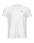 White m4 sports t-shirt with a small logo on a white background