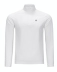 Men's Active Stripe Quarter Zip White