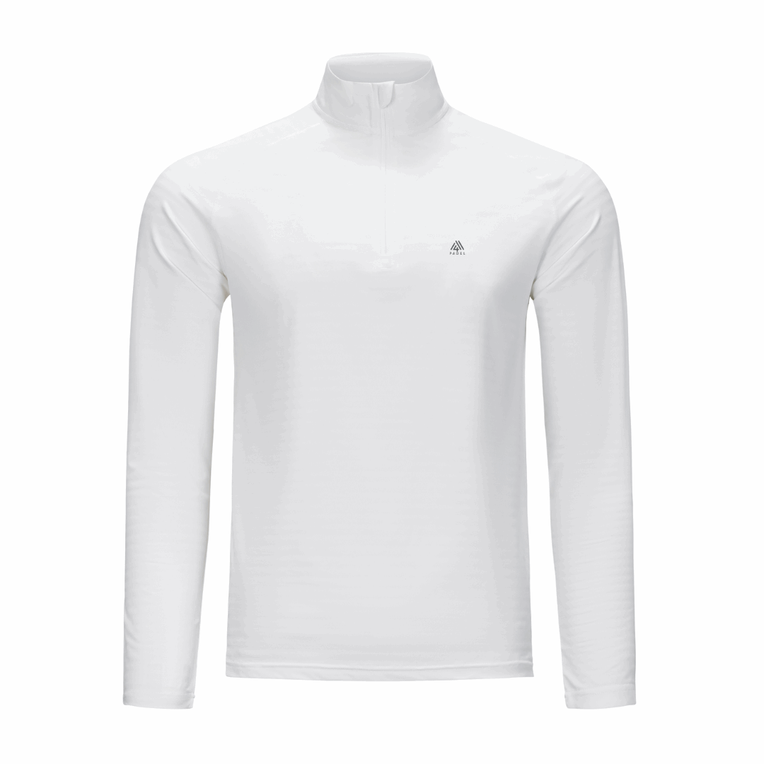 Men's Active Stripe Quarter Zip - Padel White