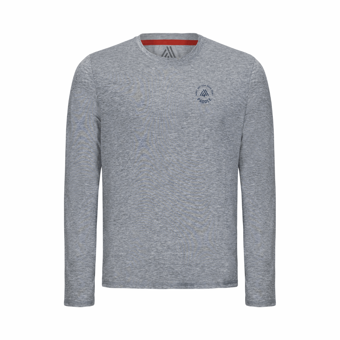 Men's Hybrid Long Sleeve Tee - Paddle Heather Grey