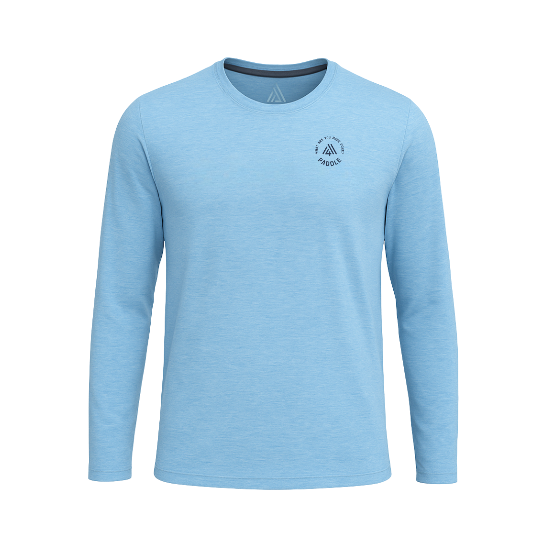 Men's Hybrid Long Sleeve Tee - Paddle Heather Blue