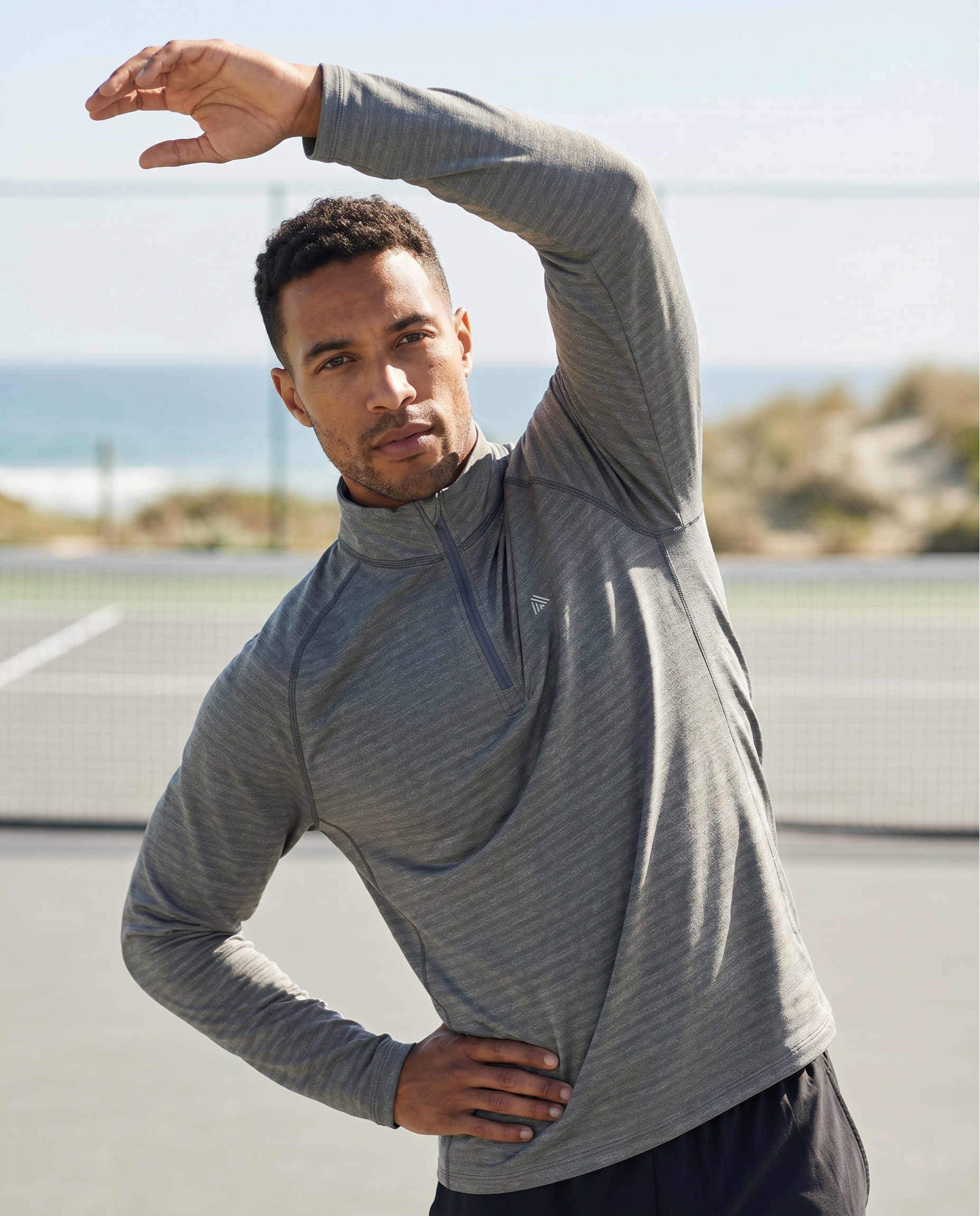 Men's Active Stripe Quarter Zip