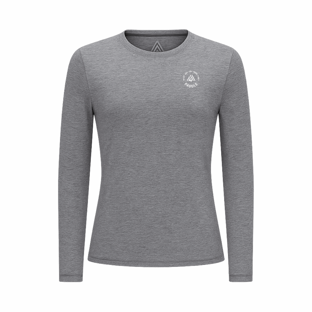 Women's Hybrid Long Sleeve Tee - Paddle Heather Grey