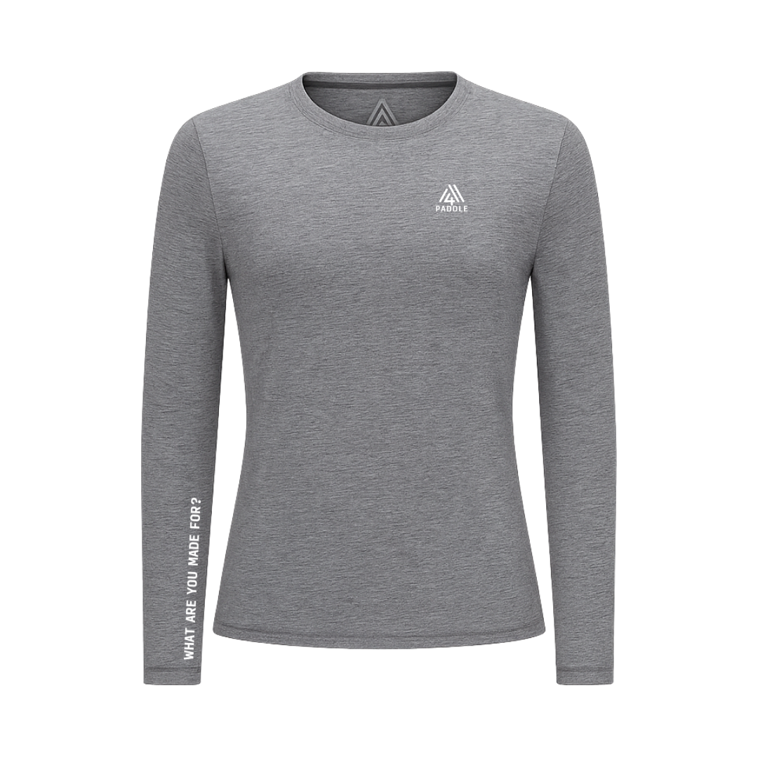 Women's WAYM4 Hybrid Long Sleeve Tee - Paddle Heather Grey