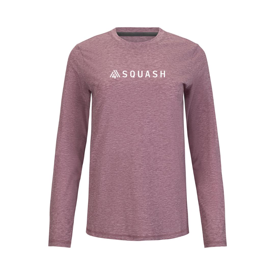 Women's Hybrid Long Sleeve Tee - Squash Heather Red