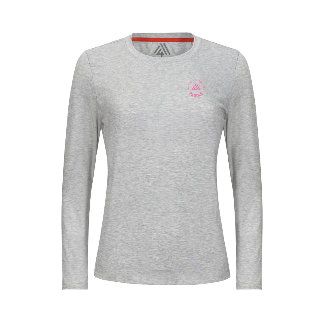 Women's Hybrid Long Sleeve Tee - Paddle Heather Silver
