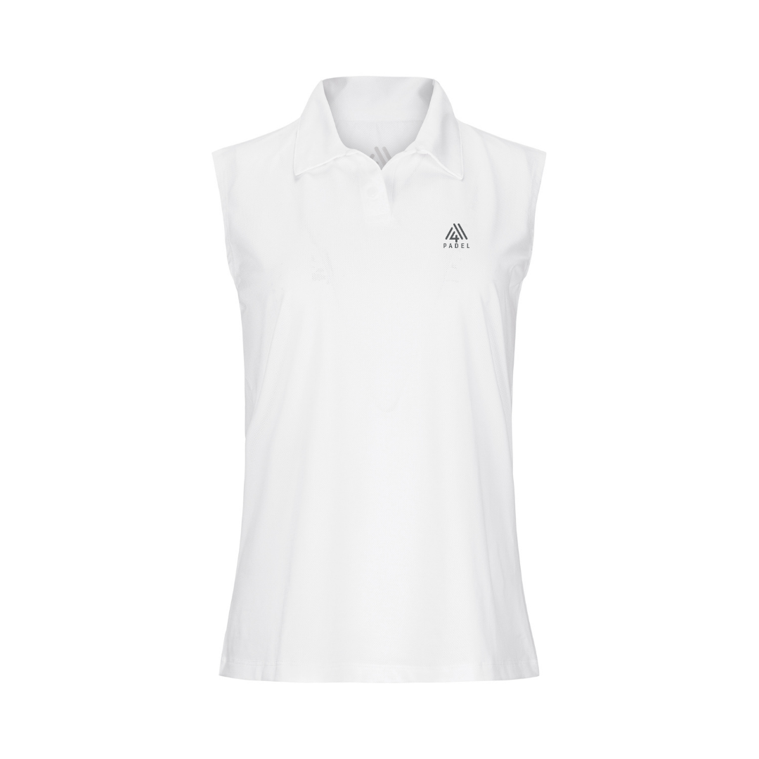 Women's Elite Sleeveless Polo - Padel White