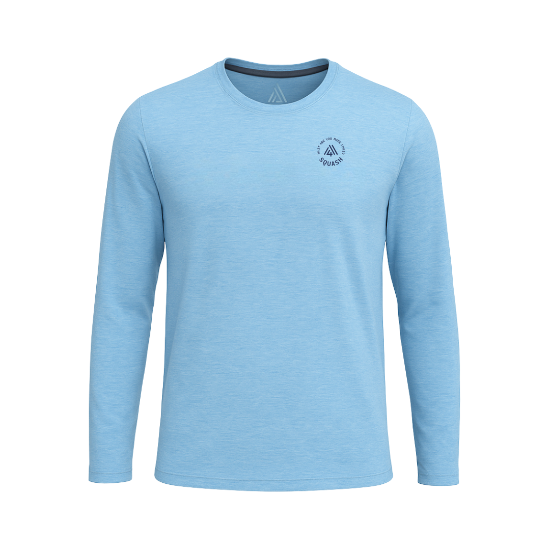 Men's Hybrid Long Sleeve Tee - Squash Heather Blue