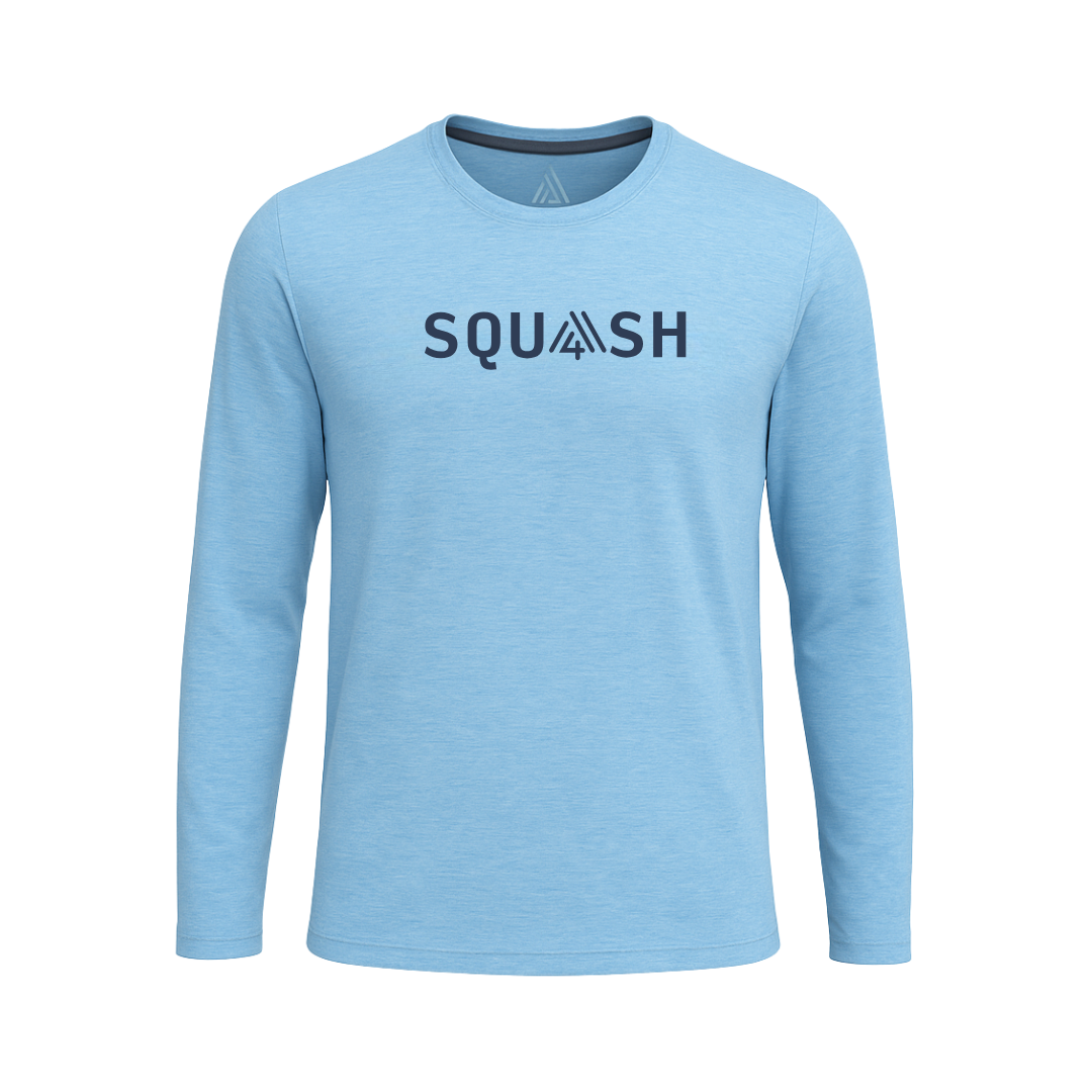 Men's Hybrid Long Sleeve Tee - Squash Heather Blue