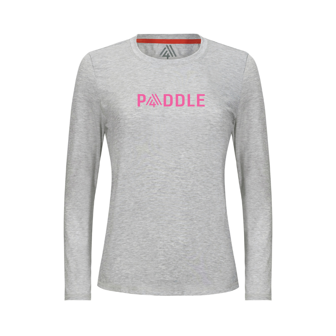 Women's Hybrid Long Sleeve Tee - Paddle Heather Silver