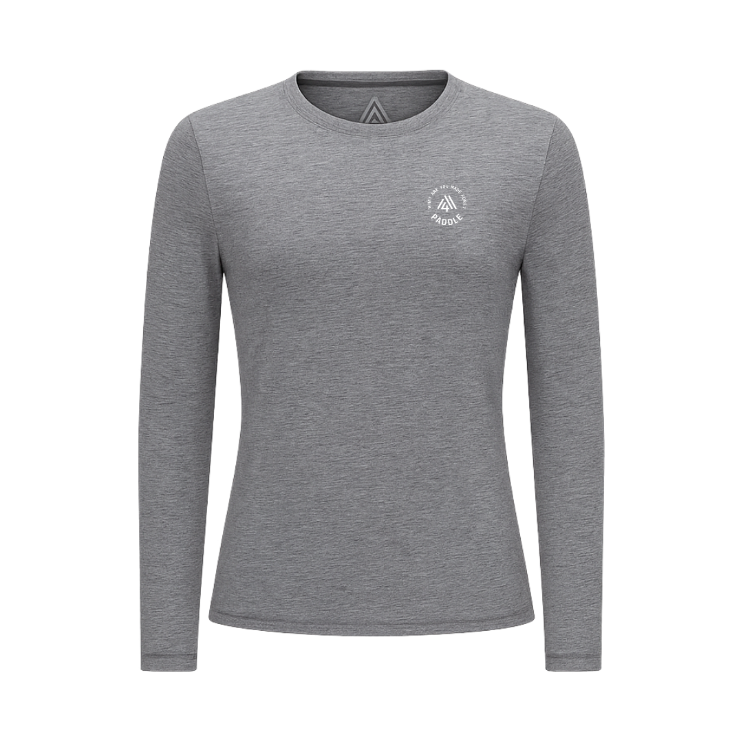 Women's Hybrid Long Sleeve Tee - Paddle Heather Grey