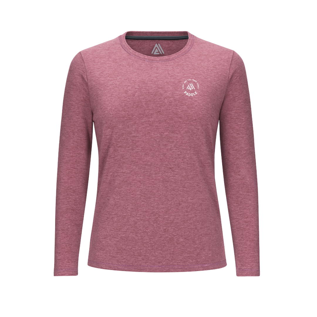 Women's Hybrid Long Sleeve Tee - Paddle Heather Red