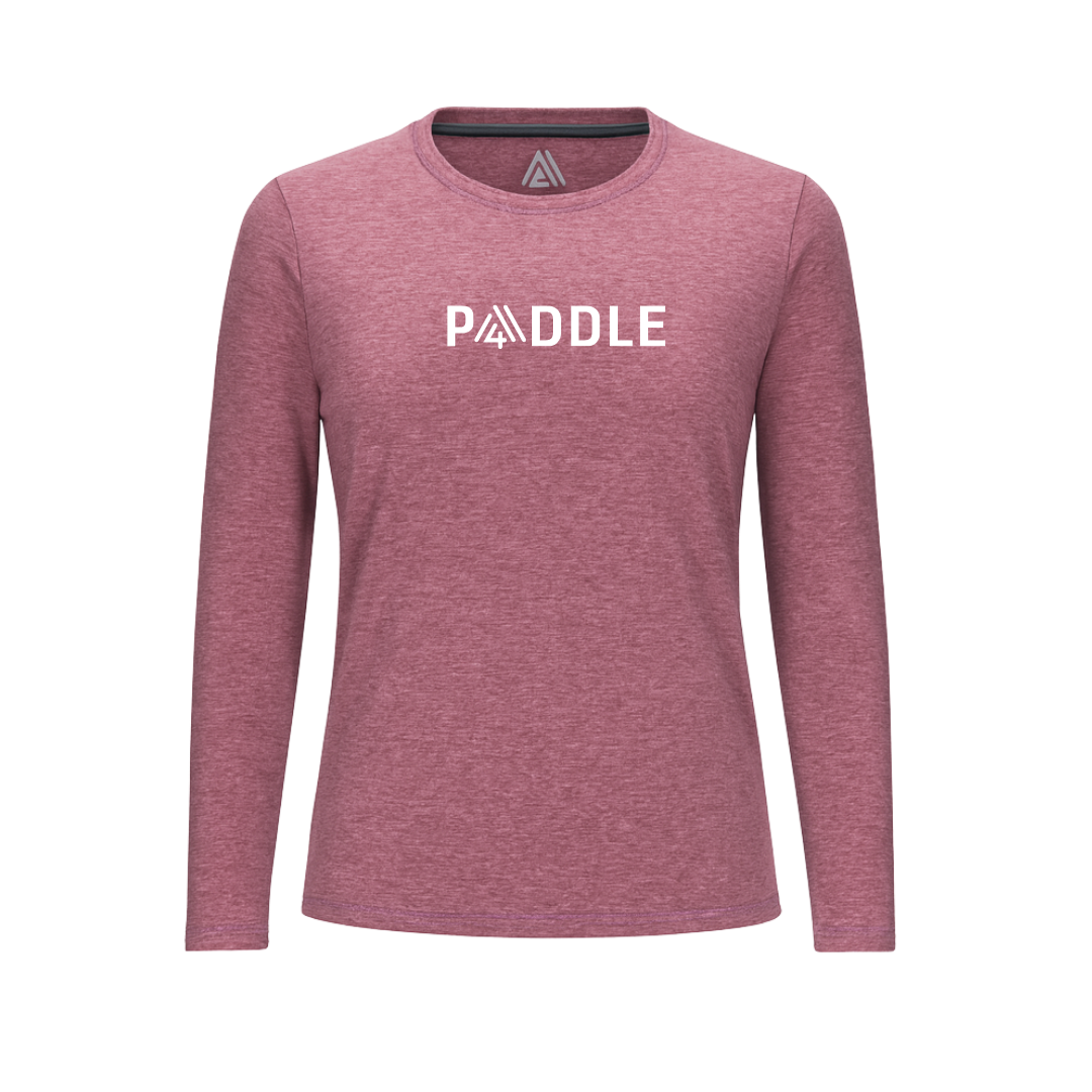 Women's Hybrid Long Sleeve Tee - Paddle Heather Red
