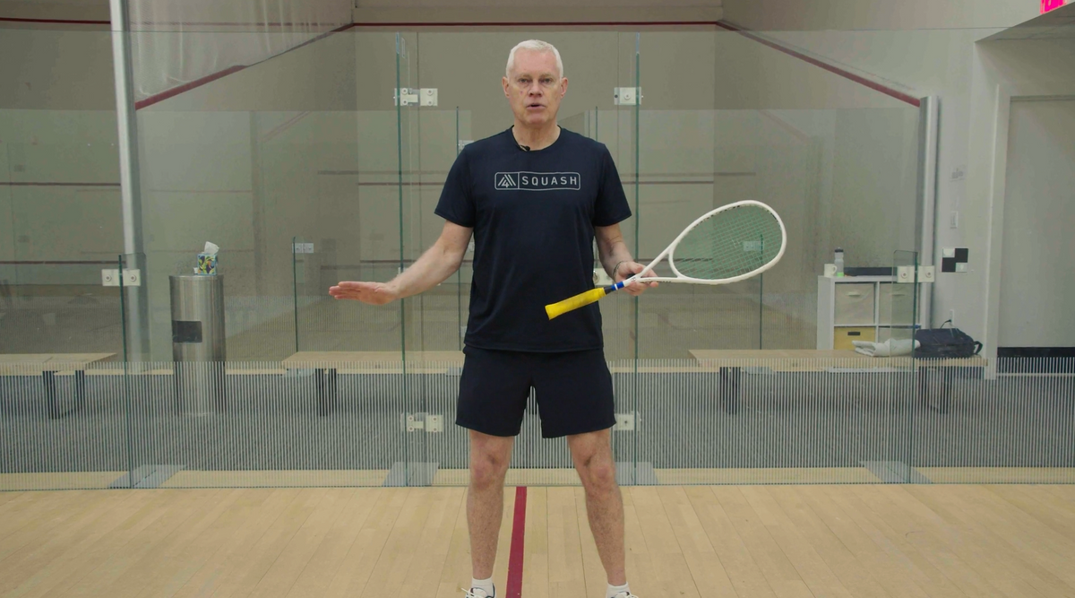 Rod Martin demonstrating common squash mistakes to avoid