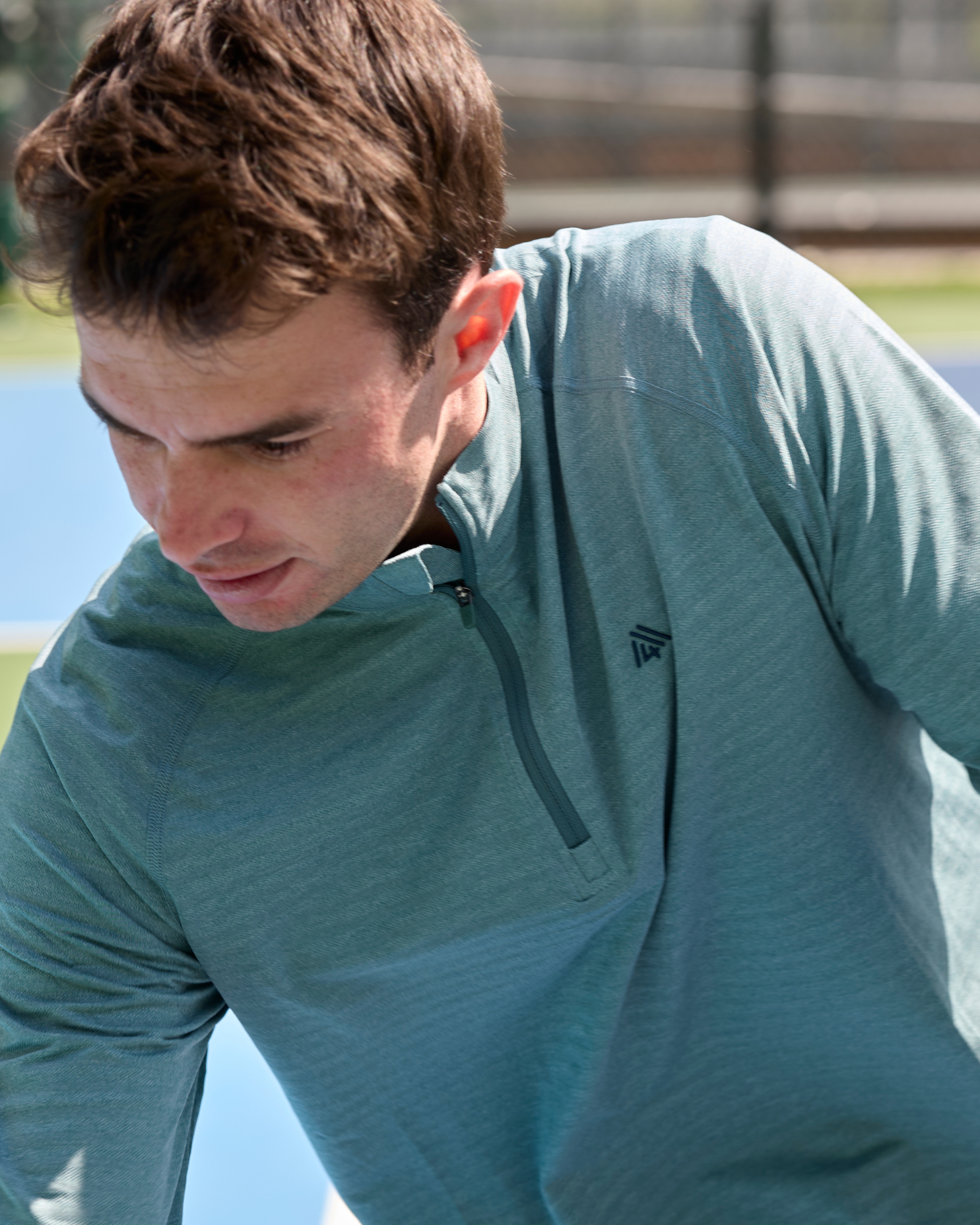 Men&#39;s Active Stripe Quarter Zip - Tennis